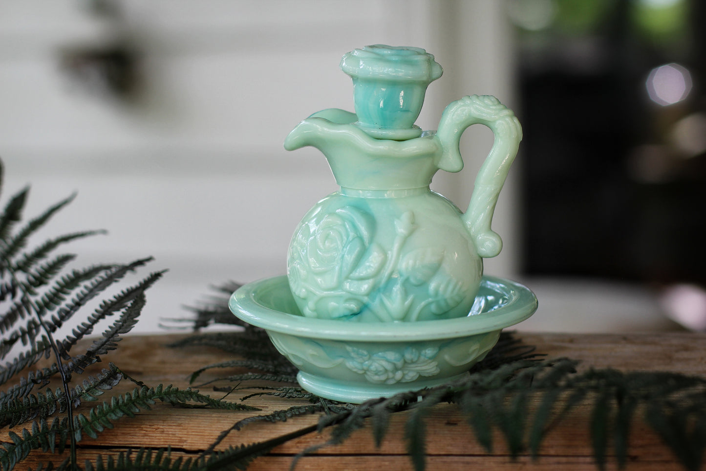 Vintage Avon Turquoise Hobnail Decanter