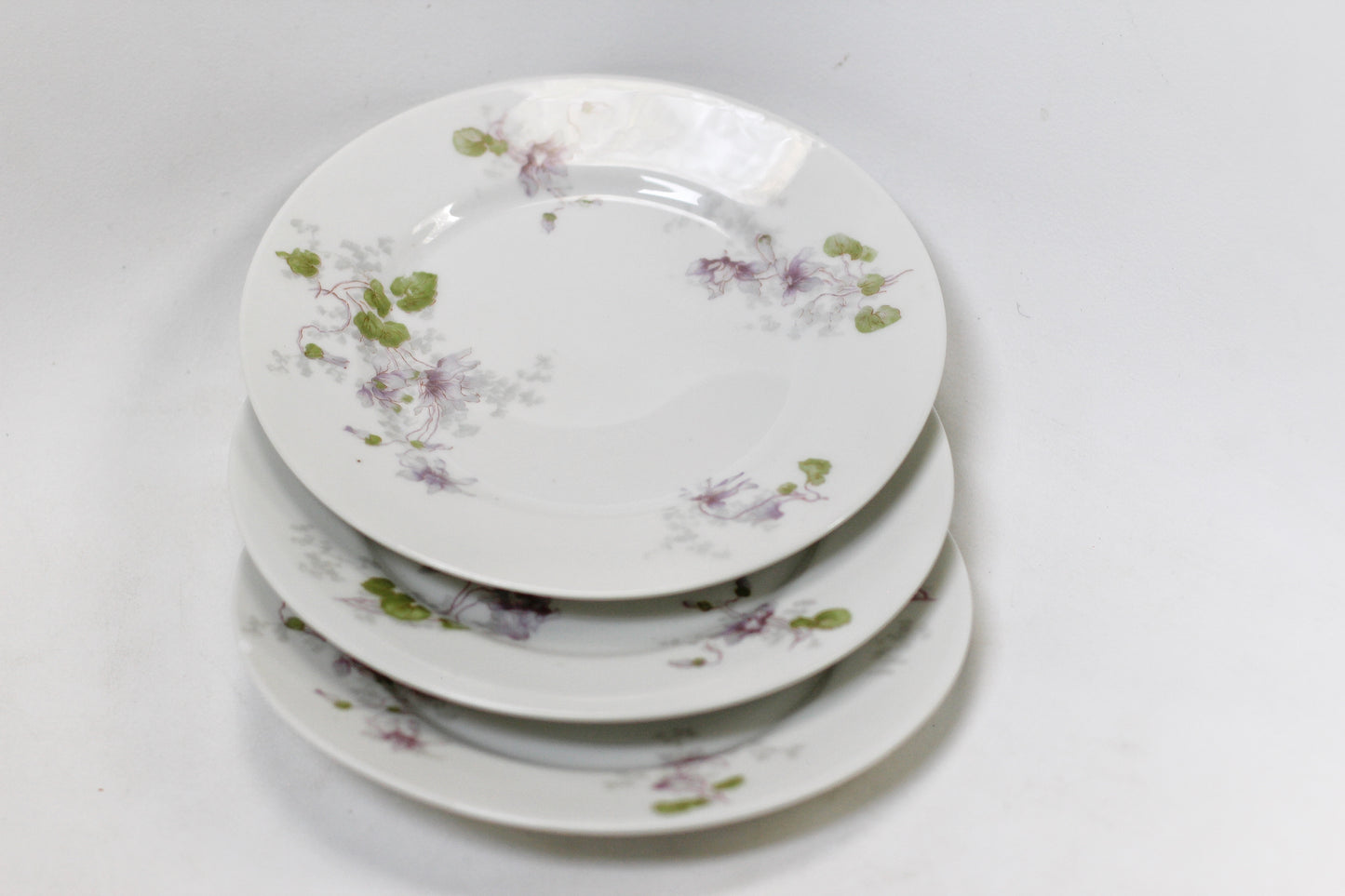 Limoges WroGeurin Floral Violets Porcelain Desert Plate Set