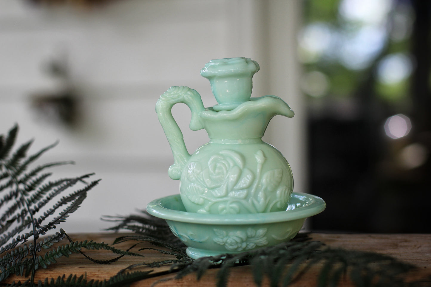 Vintage Avon Turquoise Hobnail Decanter