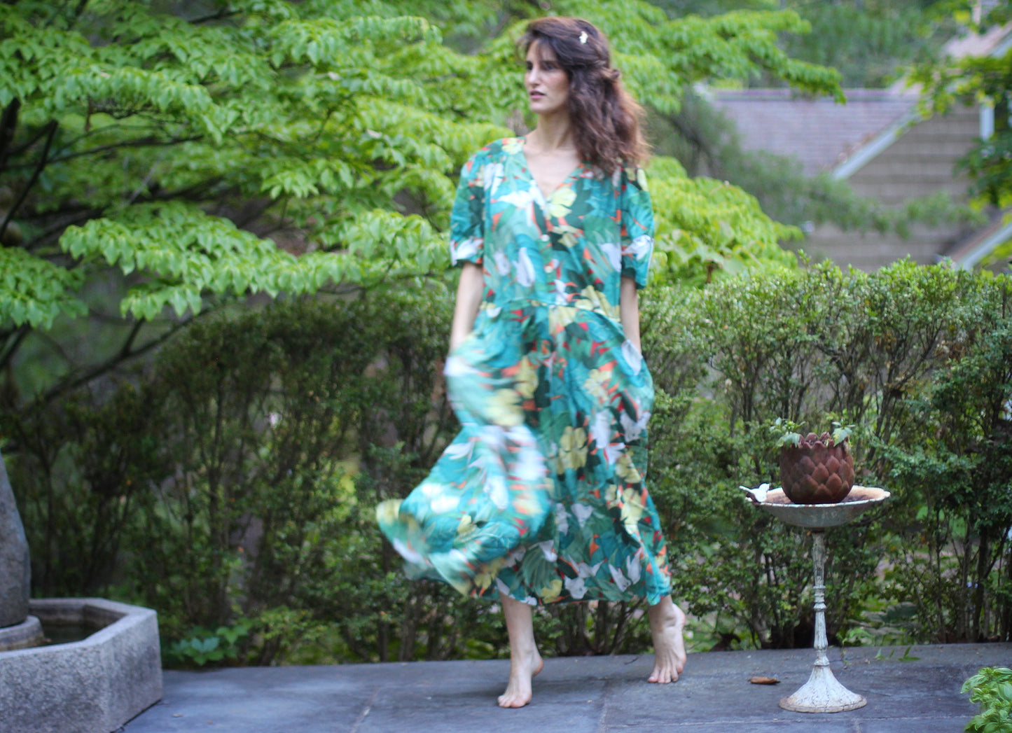 Vintage Green Floral Carol Anderson Dress