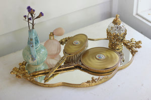 Antique Gold Floral Vanity Set