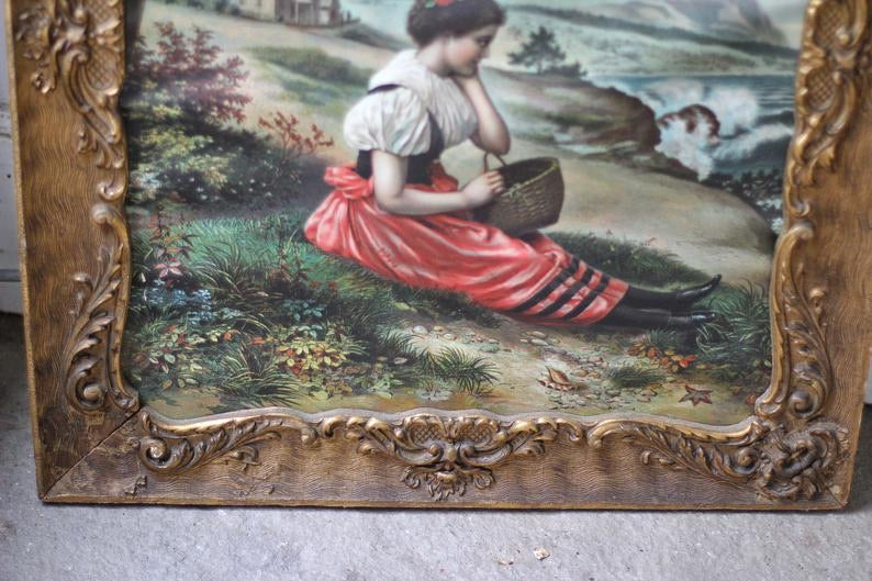 Antique Large Wood Victorian Bronze Frame