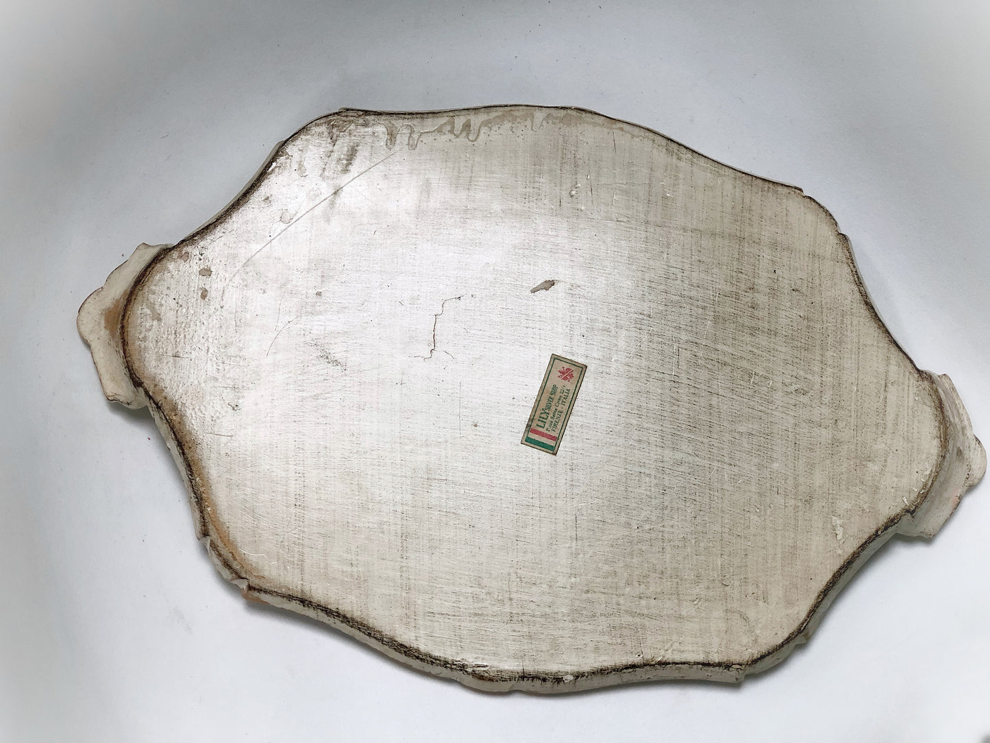 Vintage Florentine Wood White Floral Tray