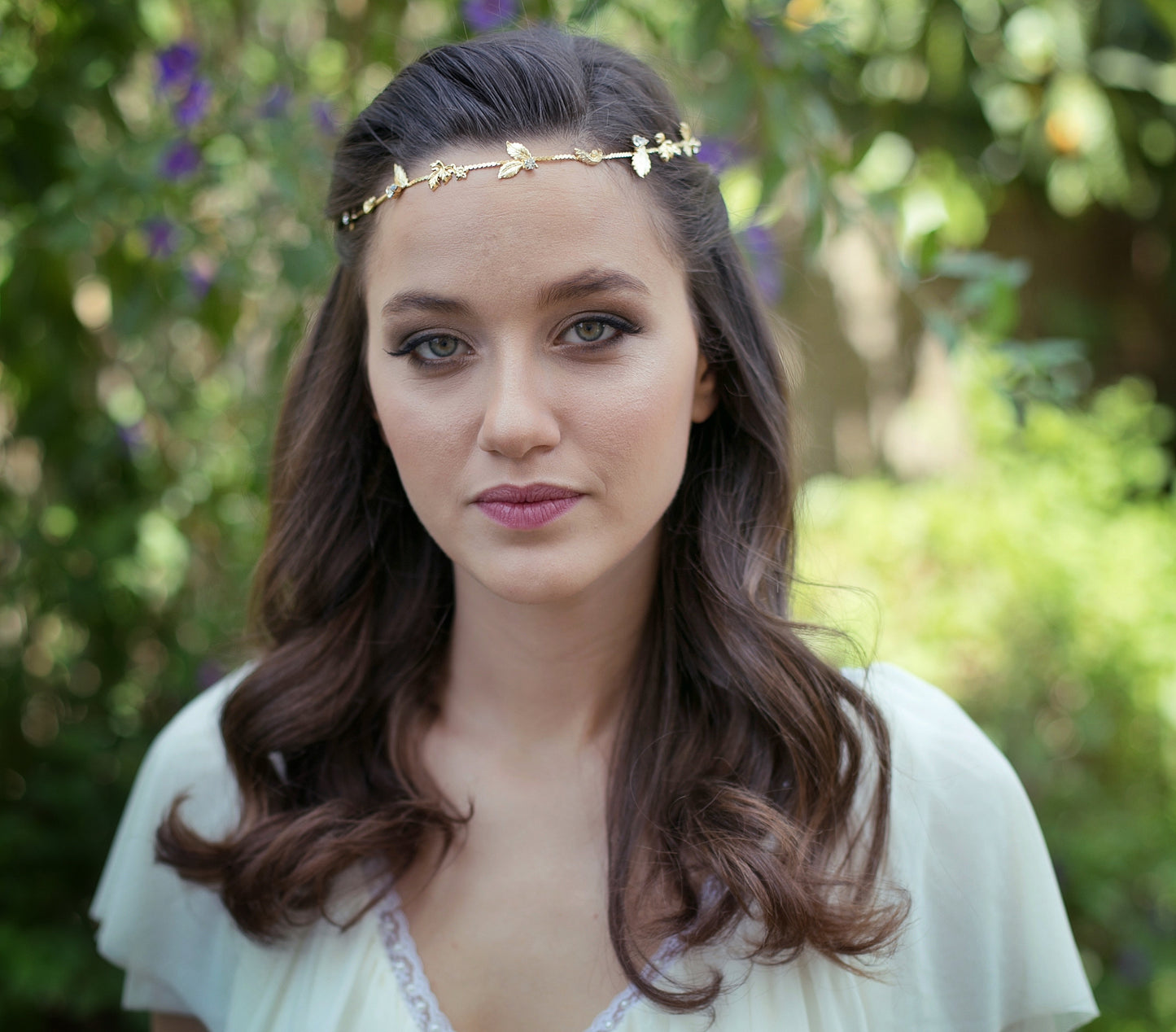 Monica Crystals Leaves Hair Chain