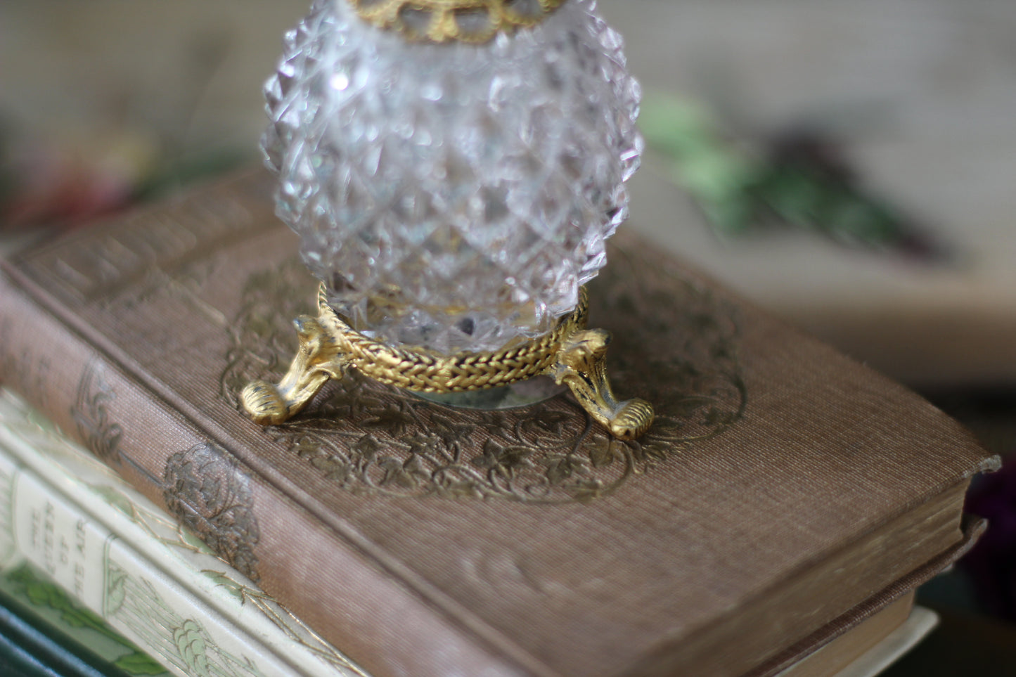 Antique Rare Stylebuilt Rose Glass Perfume Bottle