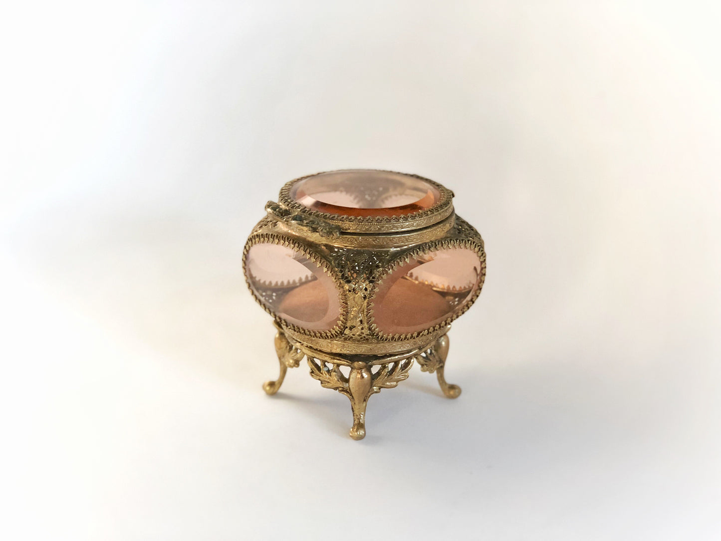 Rare Amber Tinted French Victorian Jewelry Box