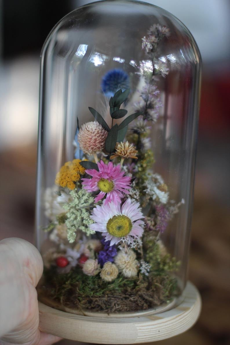 Extra Large Dried Flowers Glass Dome / Cloche