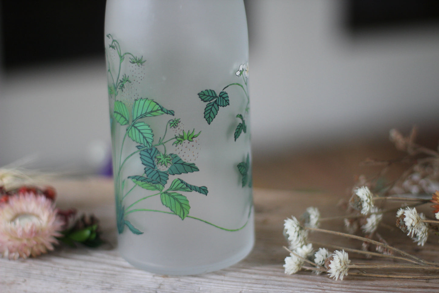 Vintage Hand Painted Floral Leaves Bottle Vase