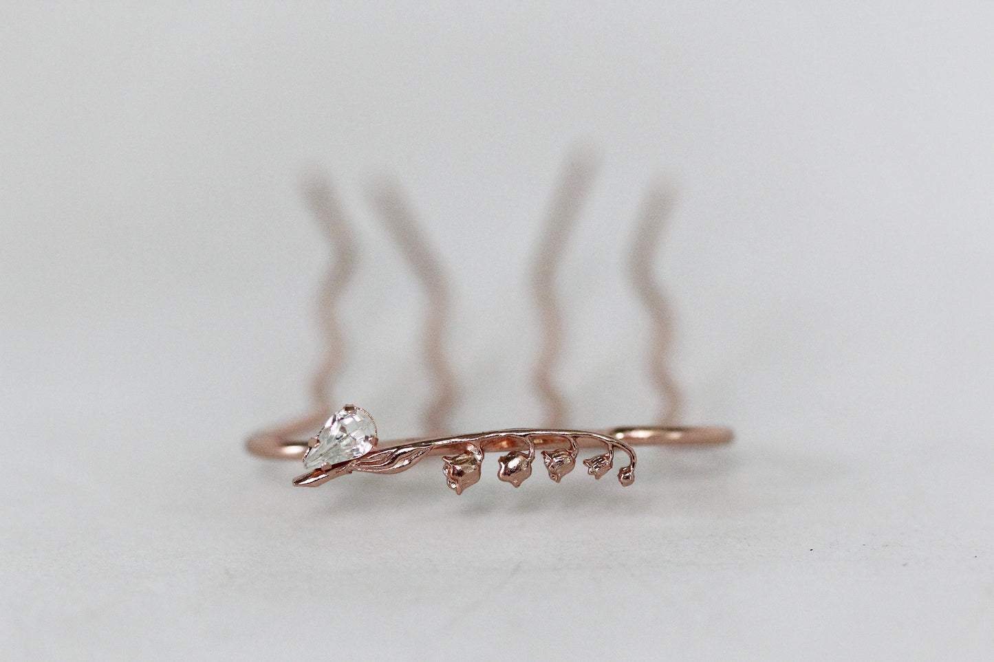 Dainty Crystal Lily of the Valley Floral Hair Prong