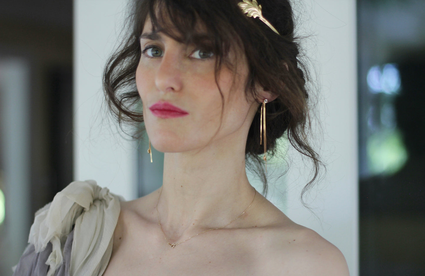 Aura Crystals Chains Earrings