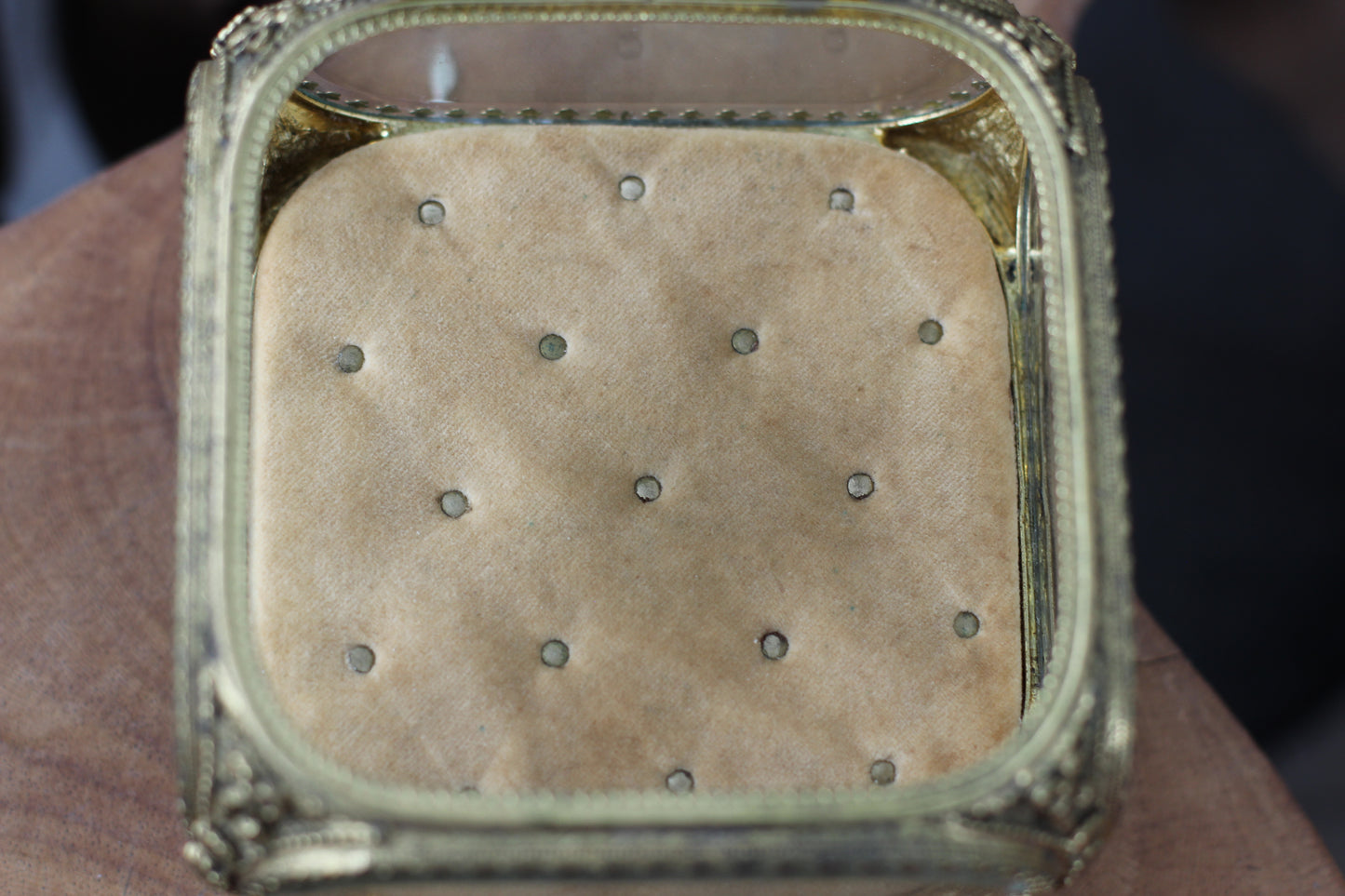 Antique Tuft Ormolu Filigree Jewelry Box