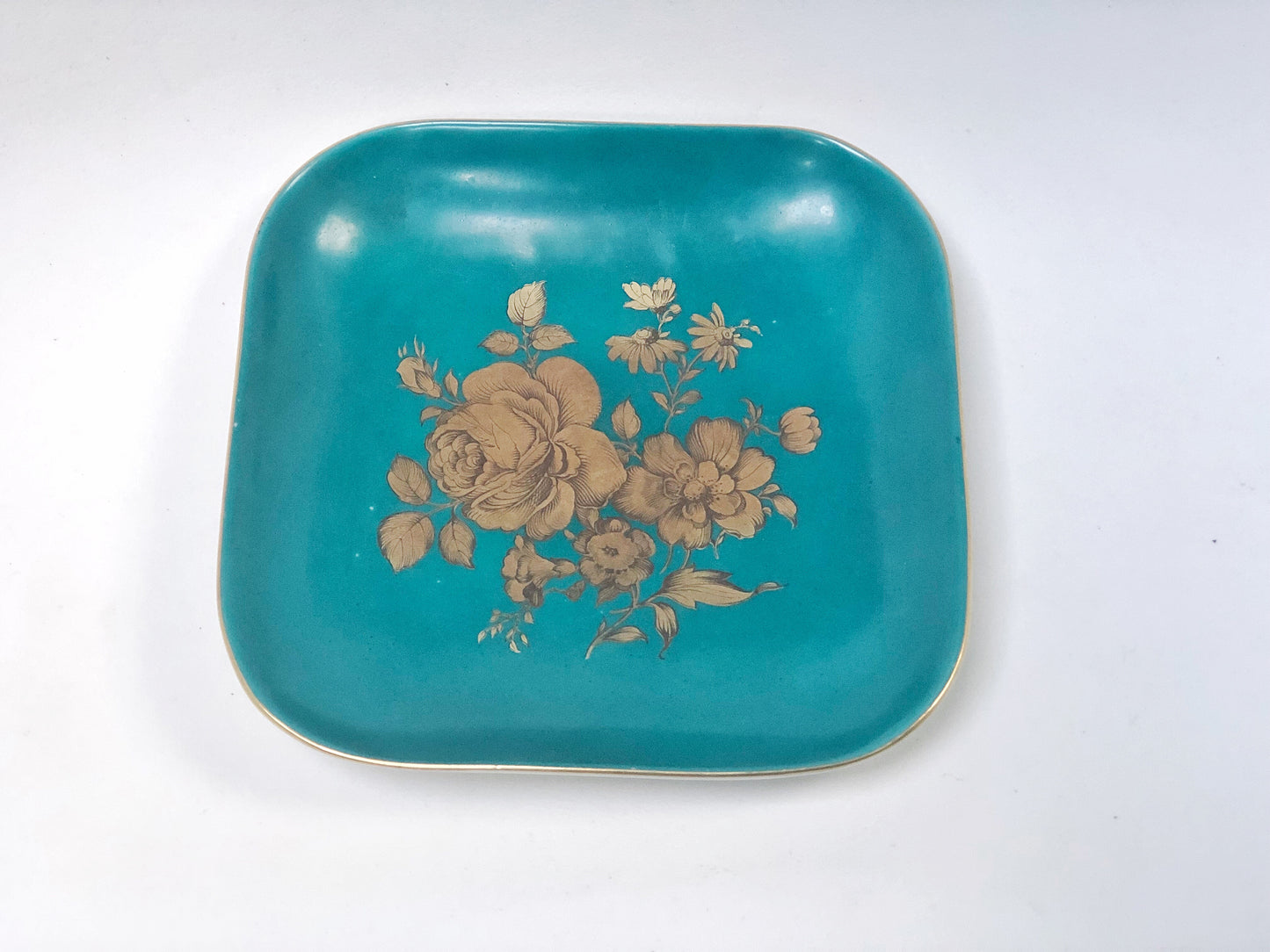 Antique turquoise Floral Tray