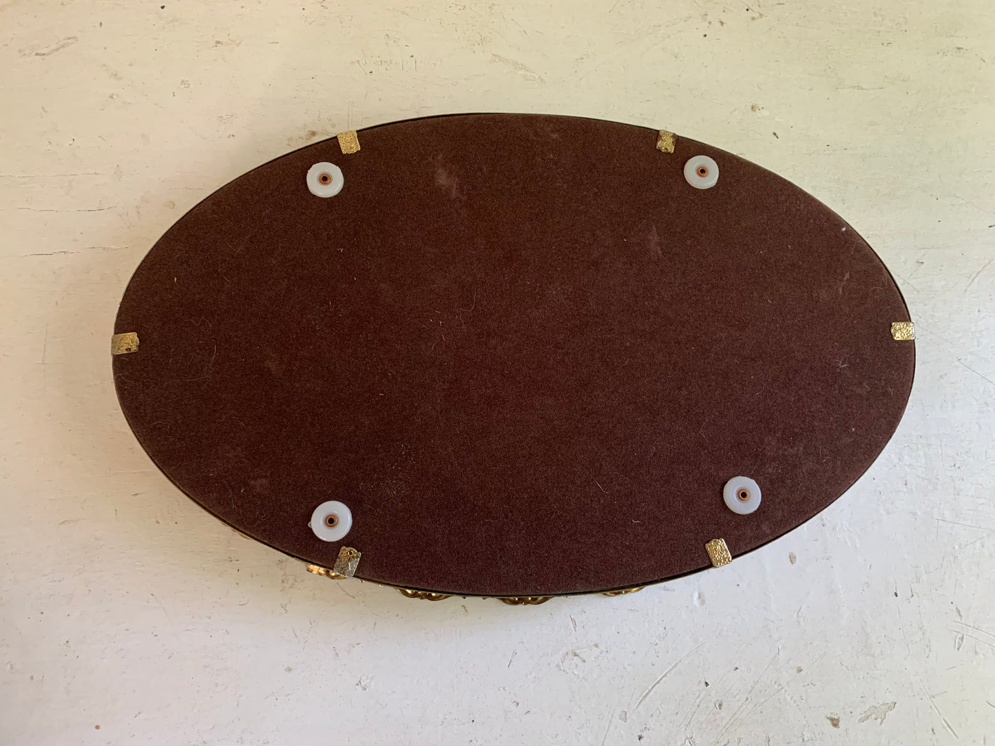 Antique Oval Filigree Lace Mirror Tray