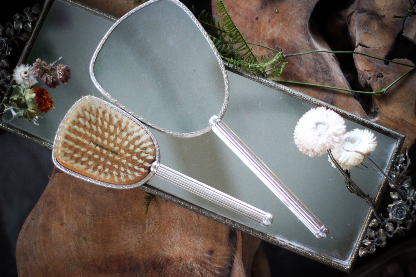 Antique Turquoise Floral Vanity Set