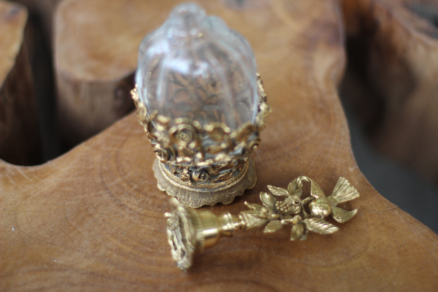 Antique Matson Roses Birds Dogwood Flowers Perfume Bottle