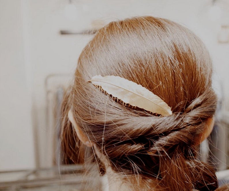 Large Feather Hair Comb
