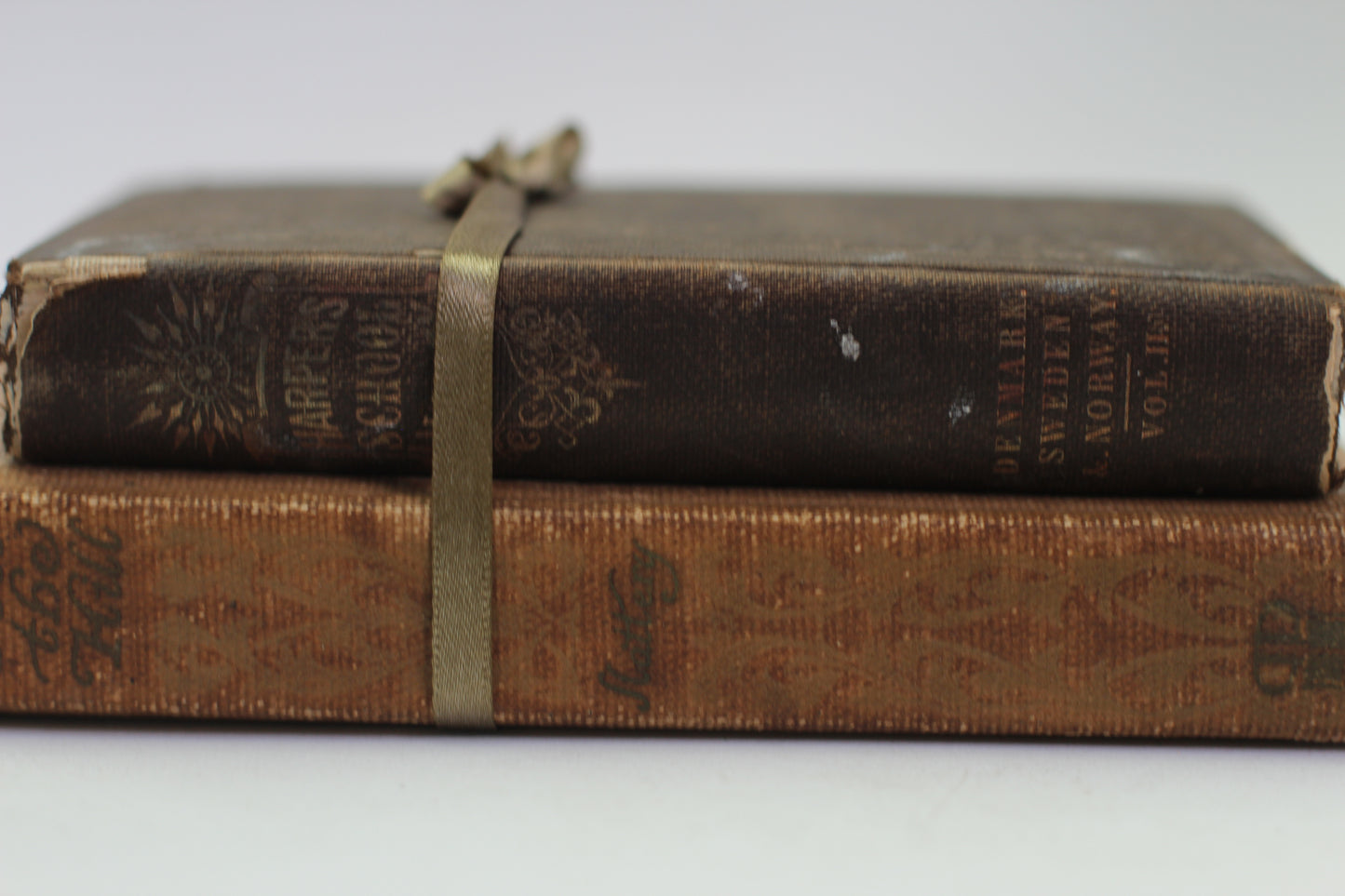 Two Antique Books Hardback Brown Colors