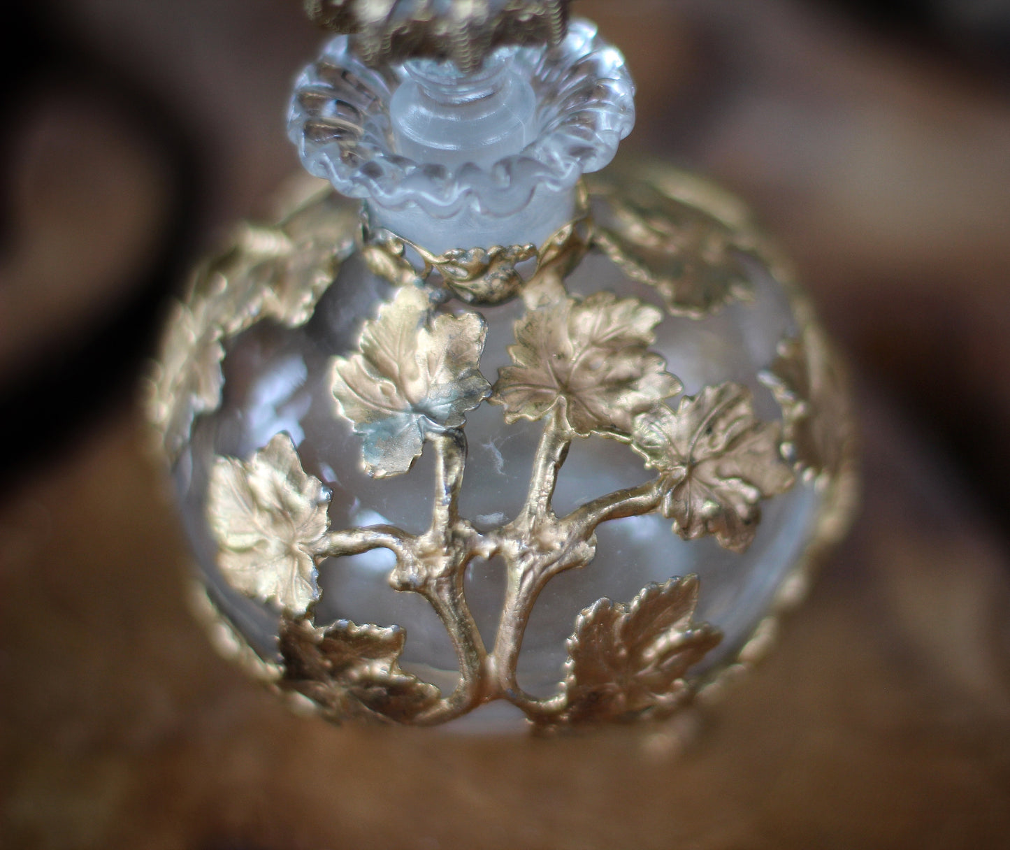 Antique Rare Leaves Perfume Bottle