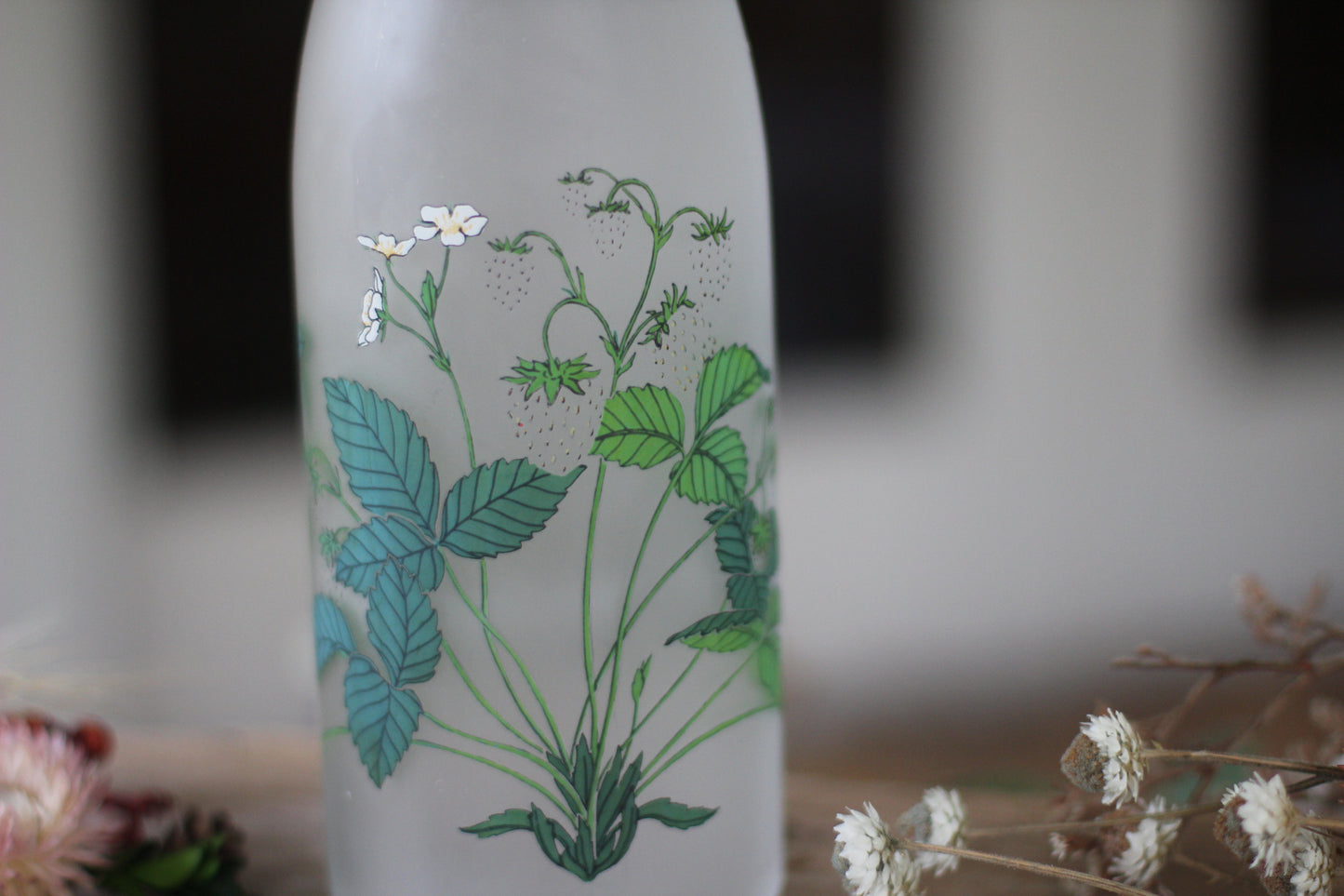 Vintage Hand Painted Floral Leaves Bottle Vase
