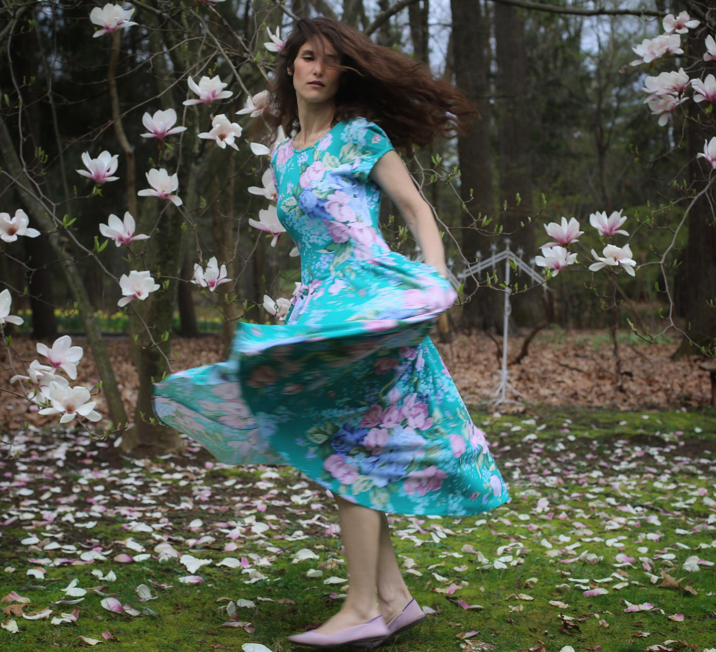 Vintage Teal Floral Carol Anderson Dress