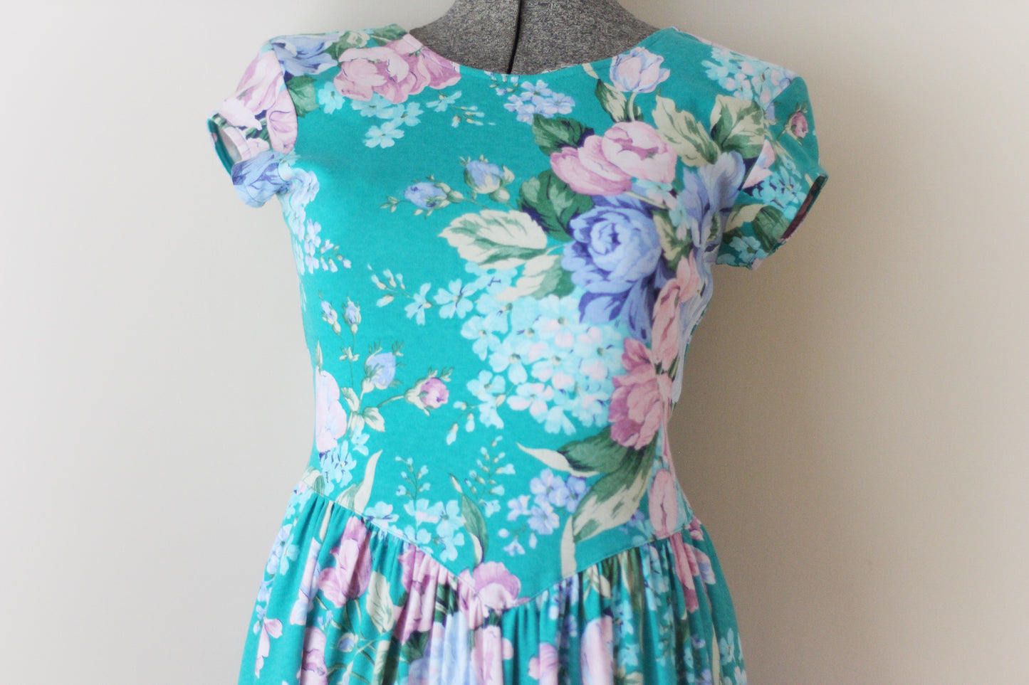 Vintage Teal Floral Carol Anderson Dress