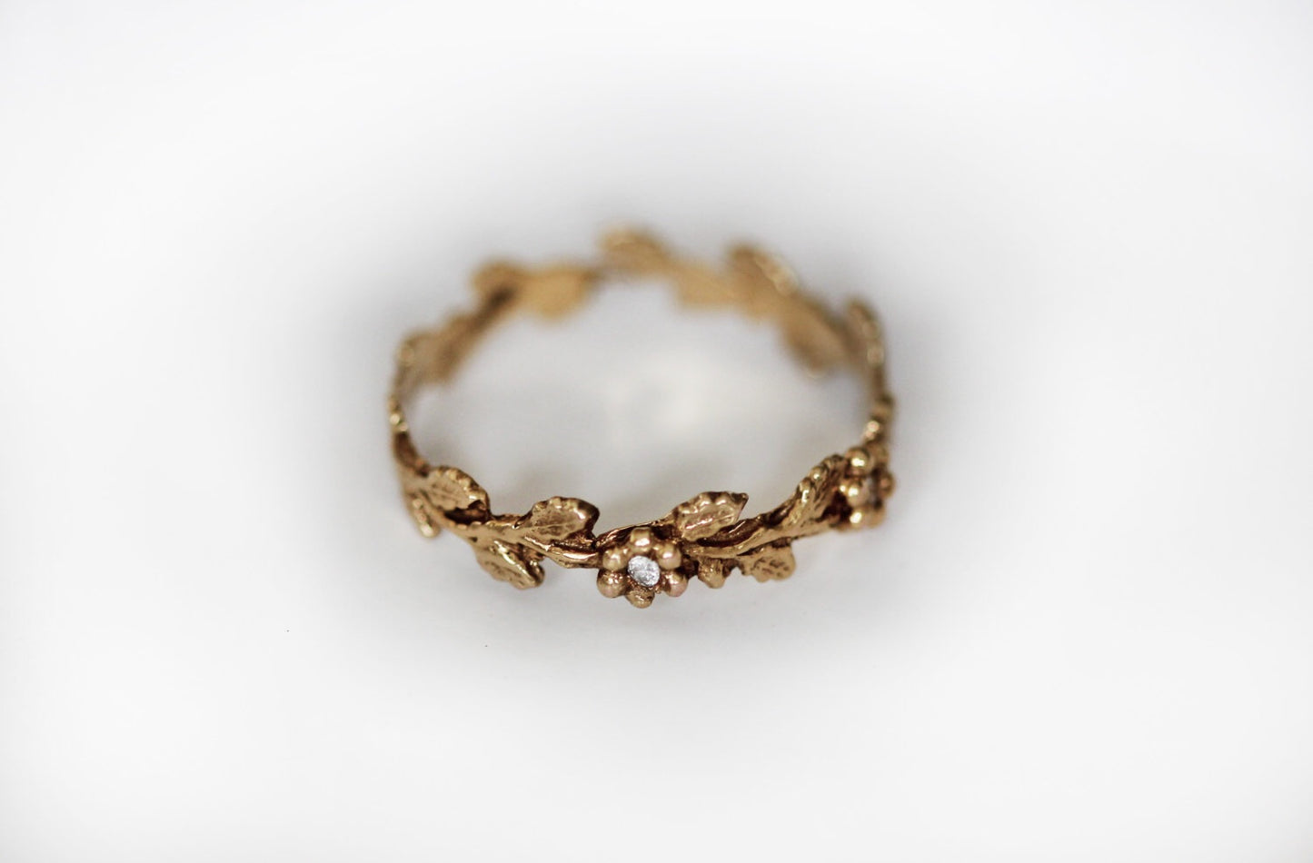 Preorder * Floral Branch Unique Diamond Leaf Gold Ring