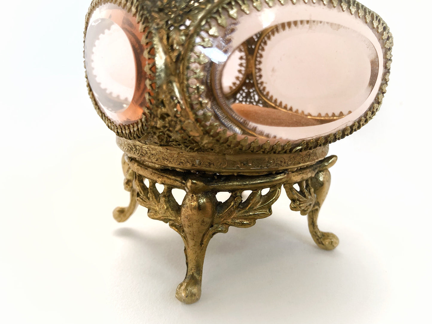Rare Amber Tinted French Victorian Jewelry Box