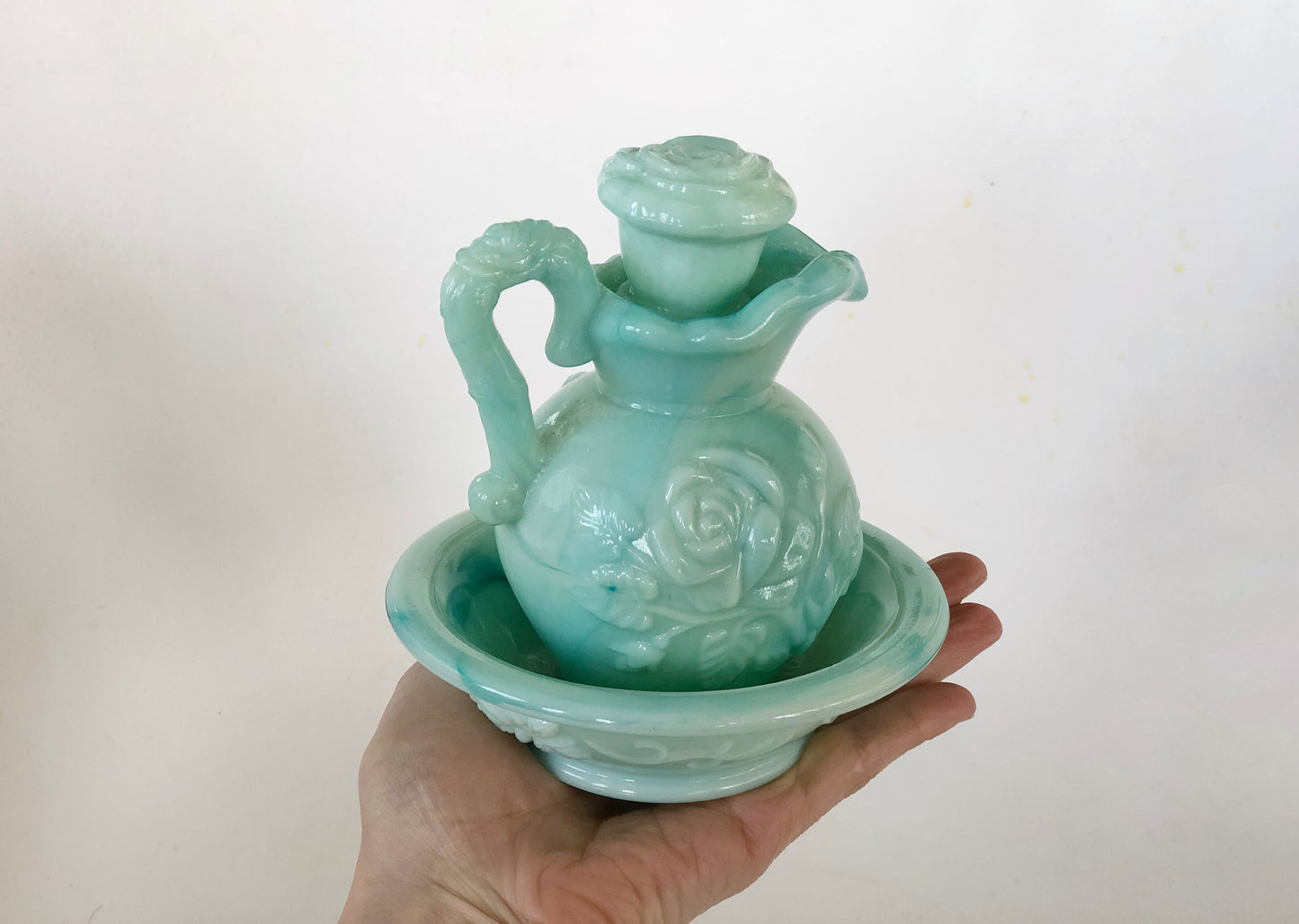 Vintage Avon Turquoise Hobnail Decanter