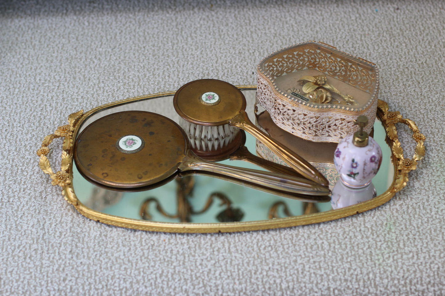 Vintage Floral Porcelain Perfume Bottle