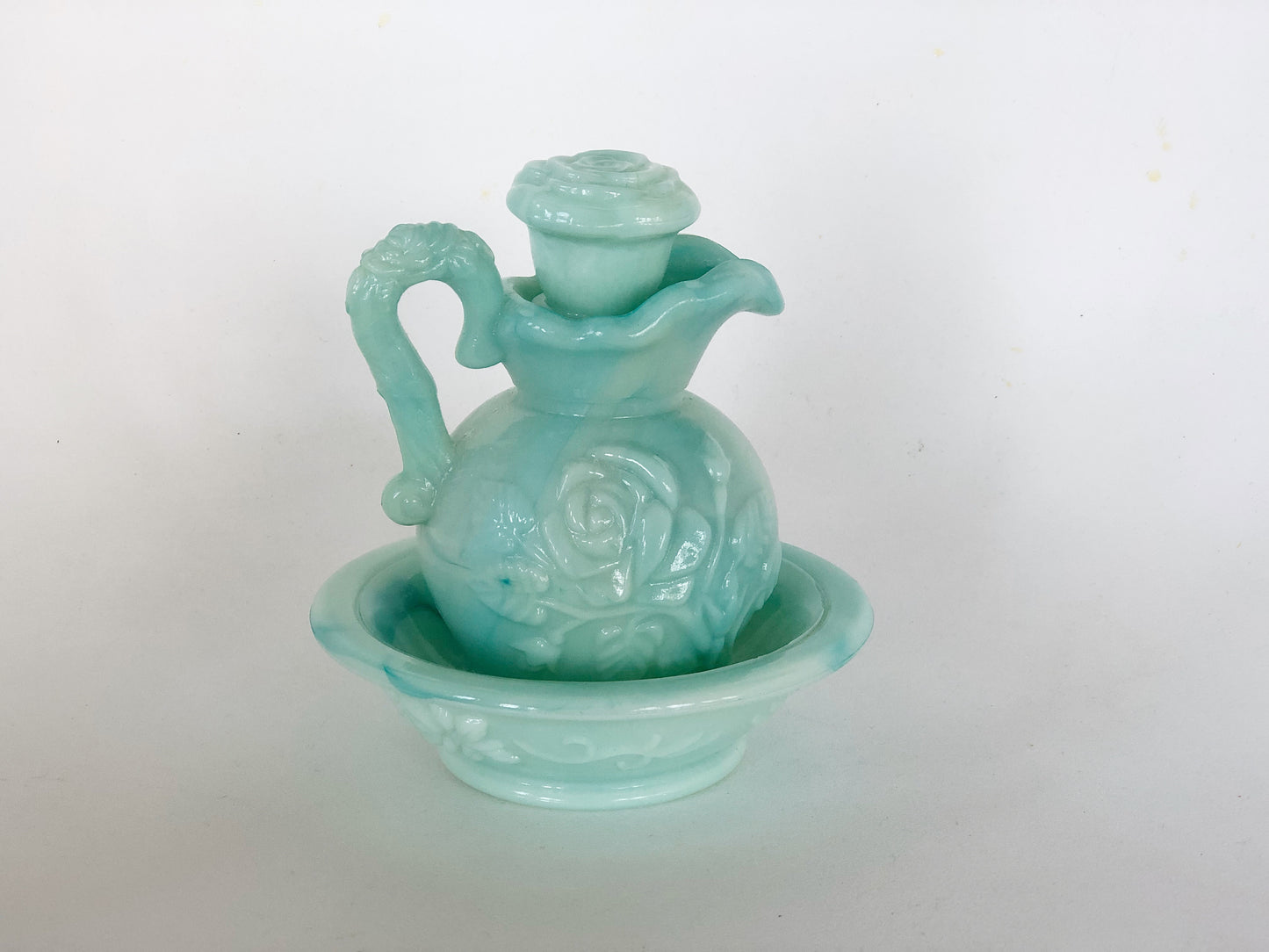 Vintage Avon Turquoise Hobnail Decanter