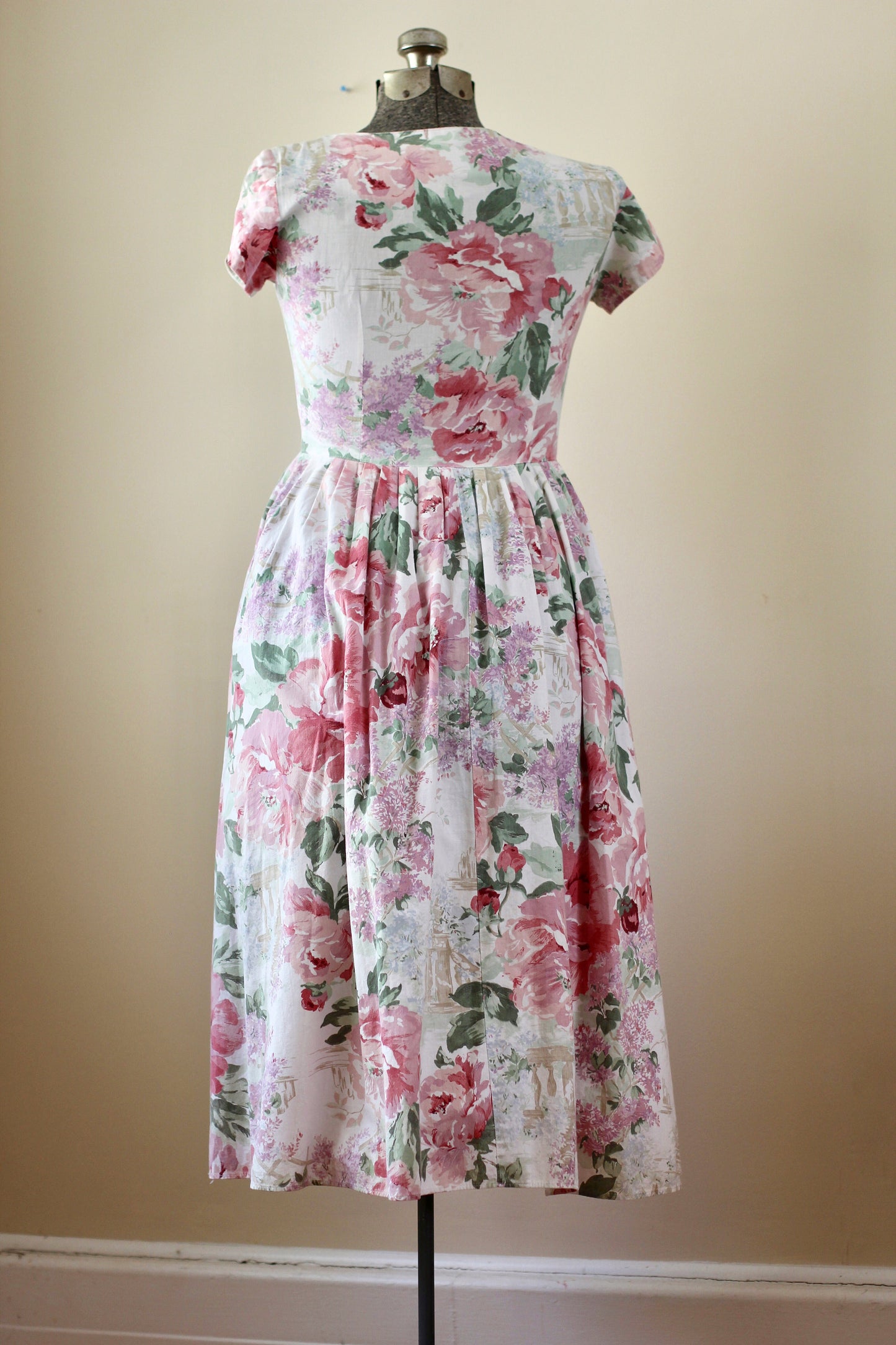 Vintage White Pink Floral Carol Anderson Dress