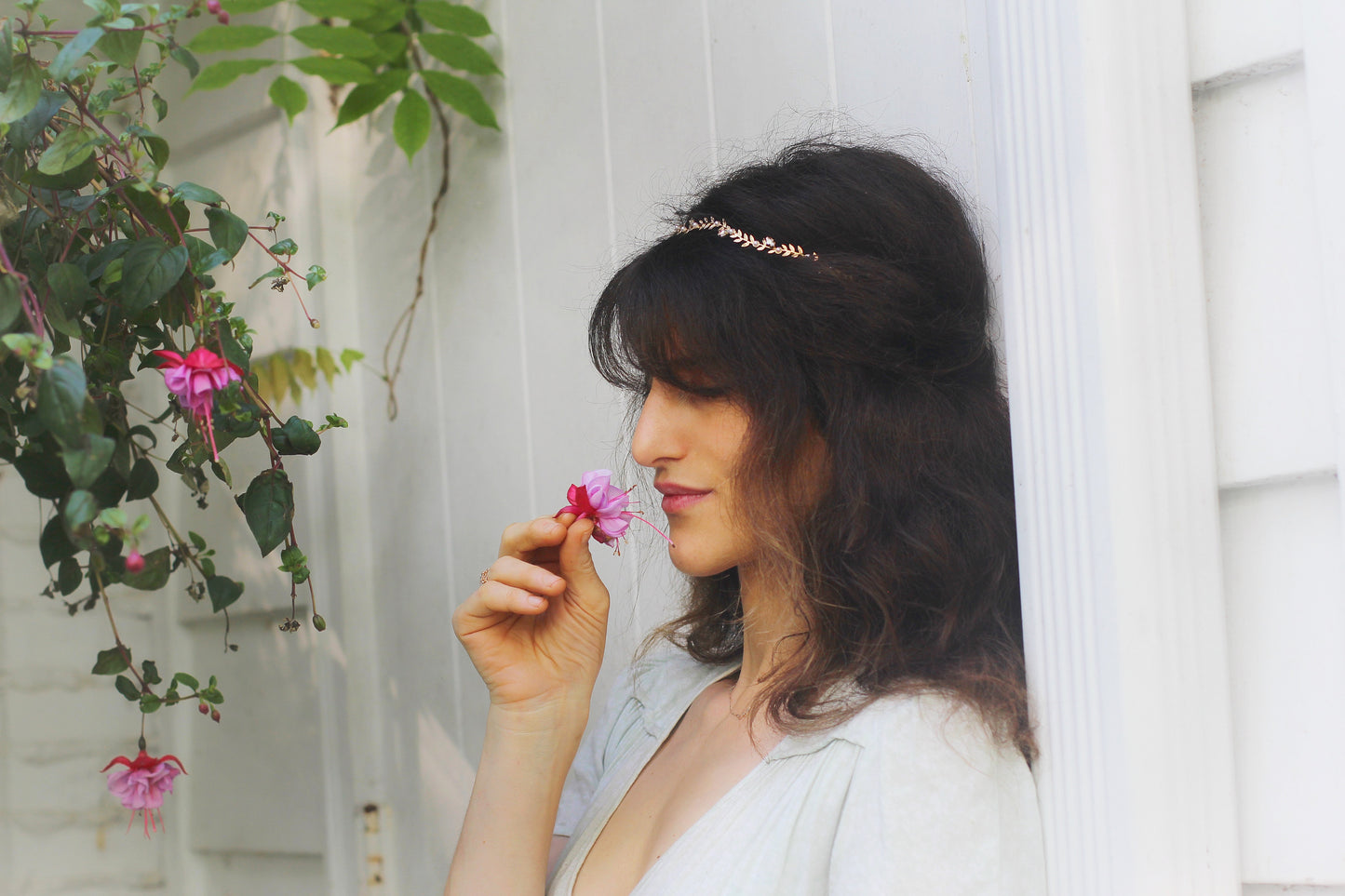 Juliet Leaves, Pearls & Crystals Wreath