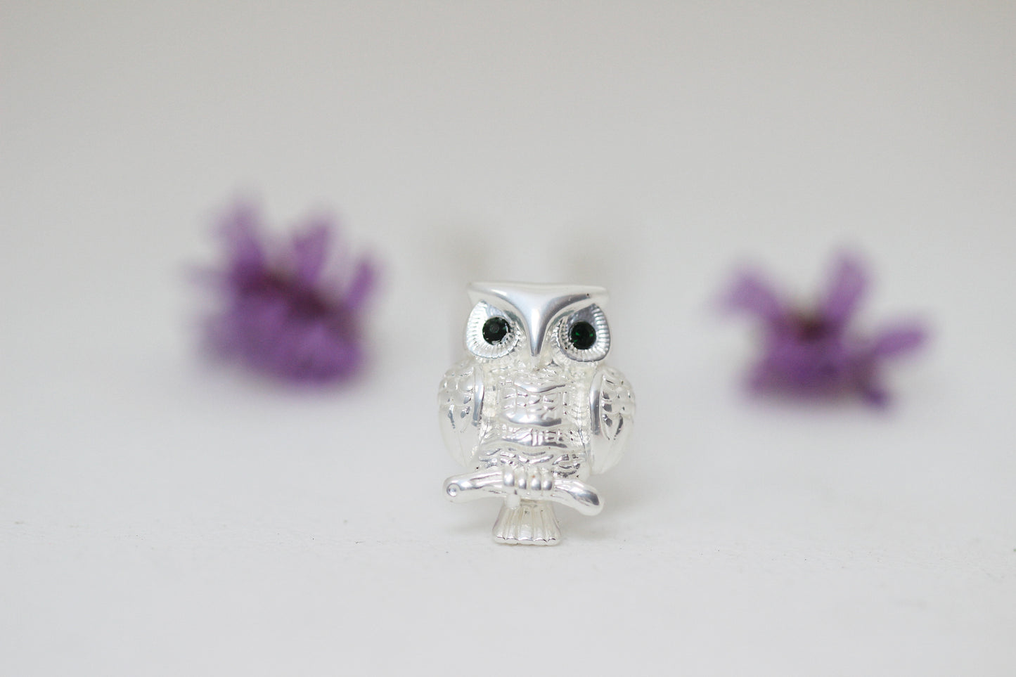 Baby Emerald Owl Hair Prong