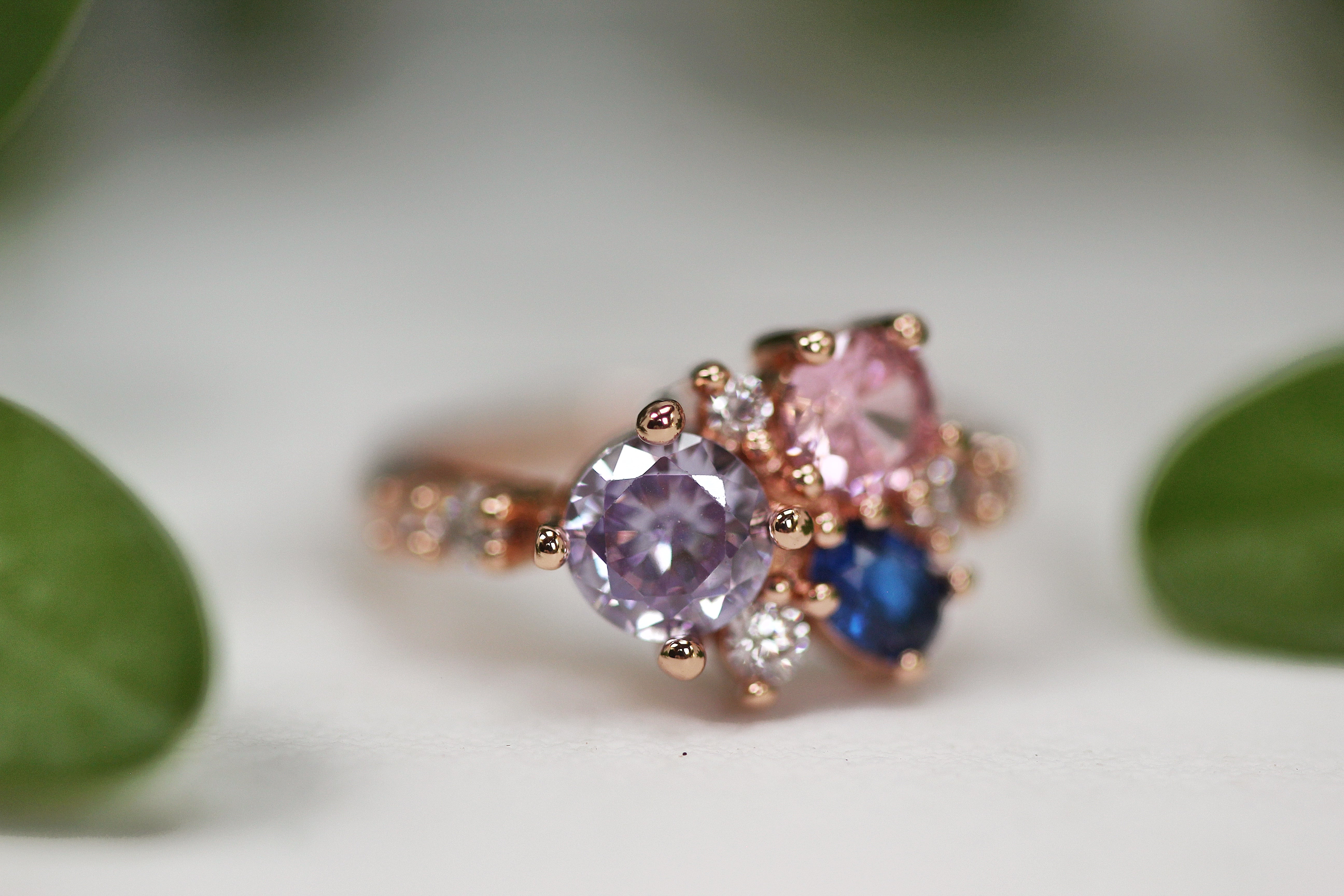 Sunset Crystals Cluster Ring