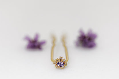 Mini Purple Amethyst Sparkle Hair Pin