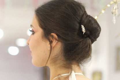 Made to Order* Twig Crystal Turquoise Leaf Hair Prong