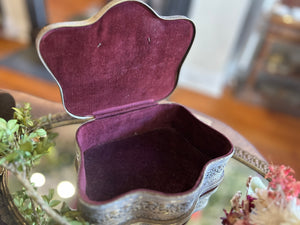 Vintage Guilloche Filigree Floral Jewelry Box