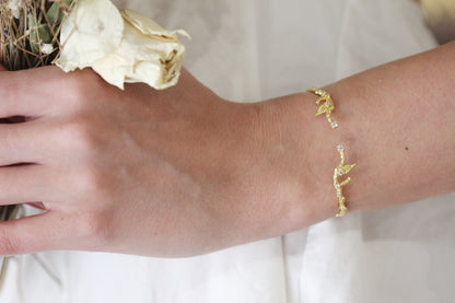 Rustic Dainty Branch Crystals Bracelet