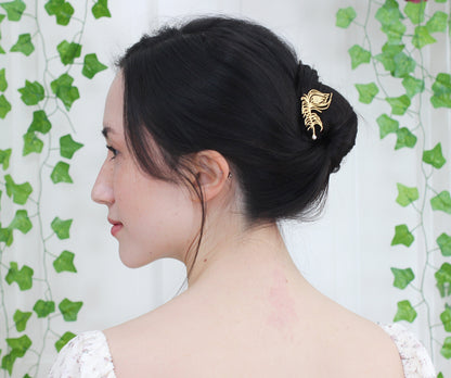 Peacock Feather Hair Prong