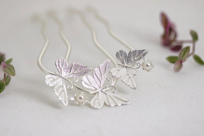 Butterfly Field with Pearls Hair Pin