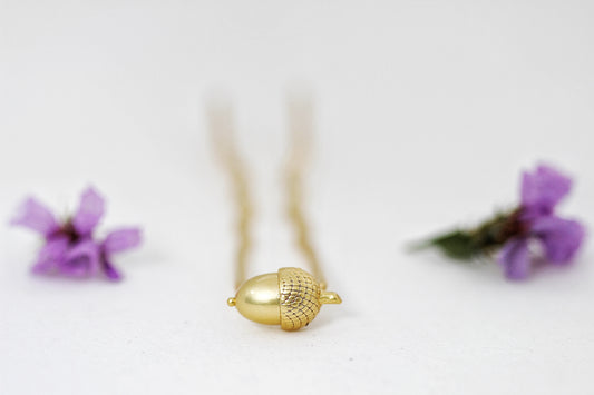 Mini Acorn Hair Pin