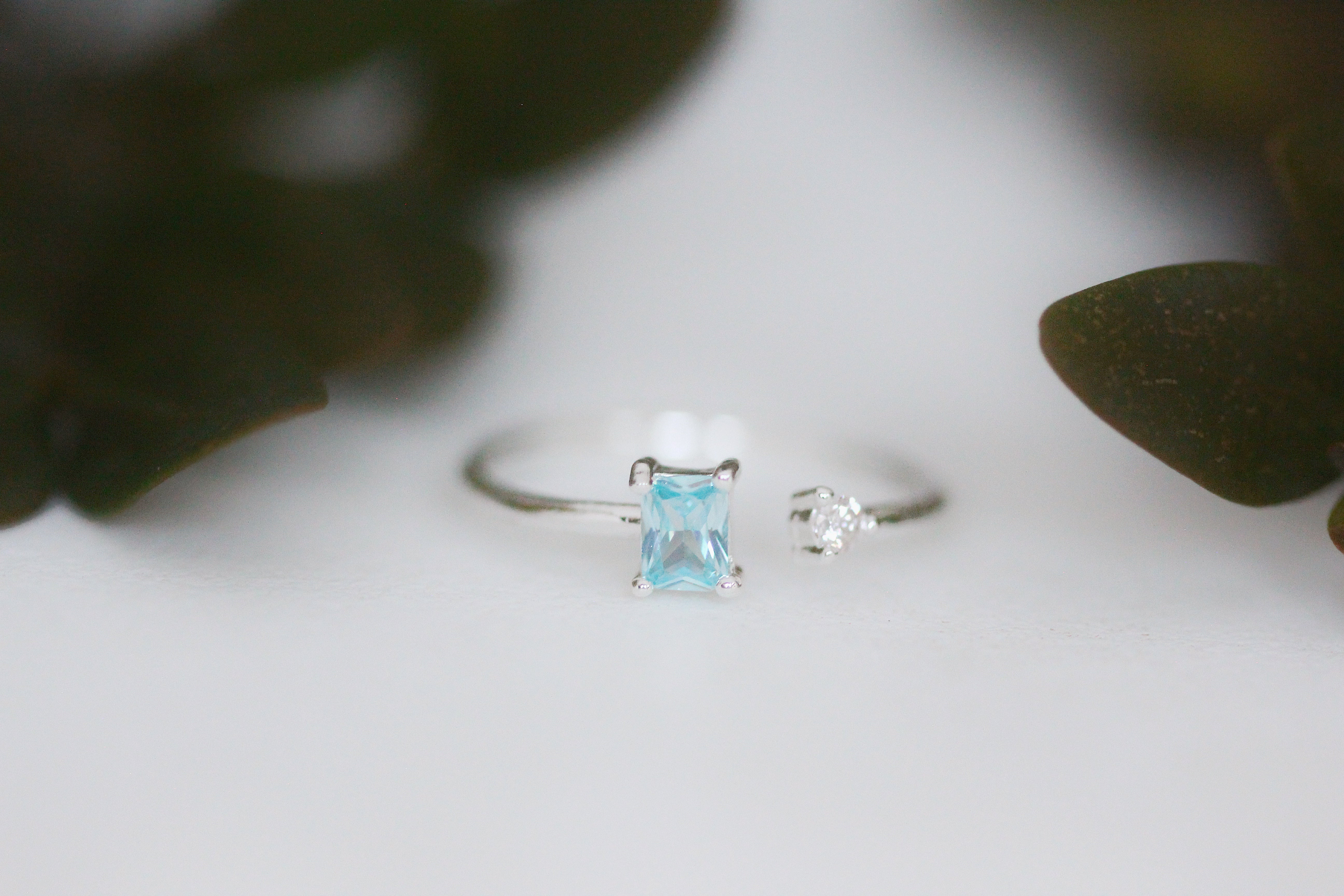 Aquamarine & Crystal Ring