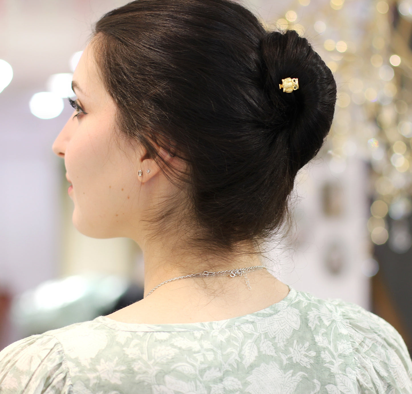 Baby Emerald Owl Hair Prong