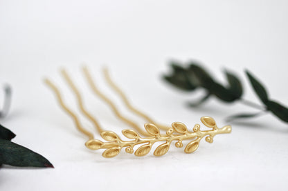 Long Olive Branch Hair Prong