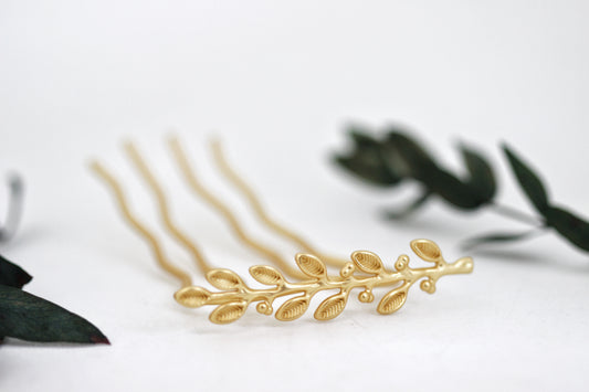 Long Olive Branch Hair Prong