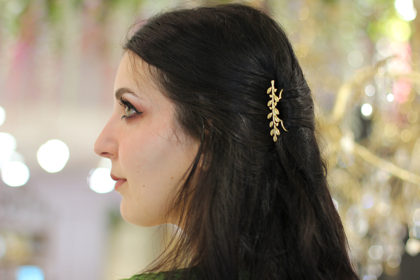 Long Olive Branch Hair Prong