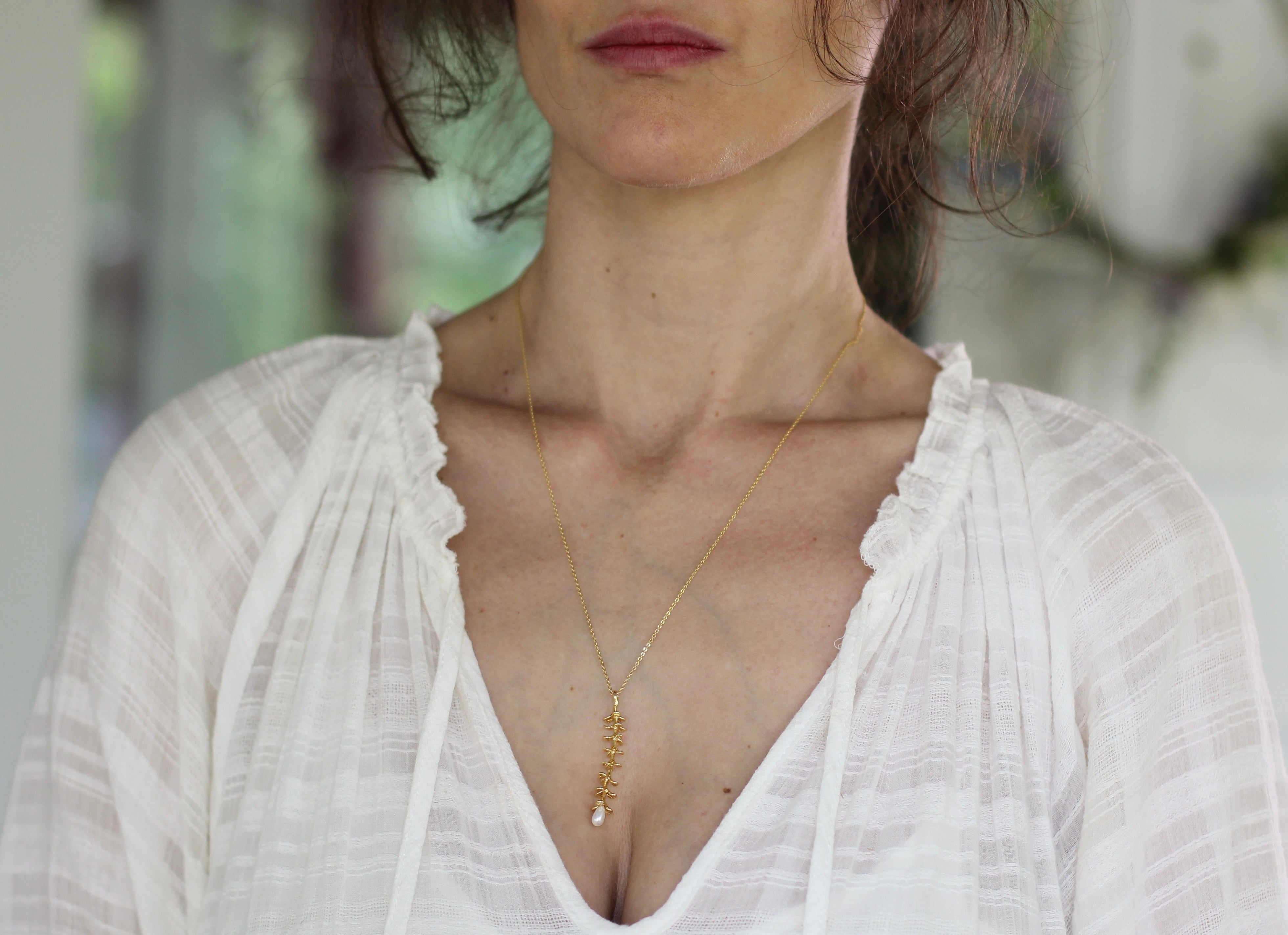 Wild Fern & Pearl Necklace