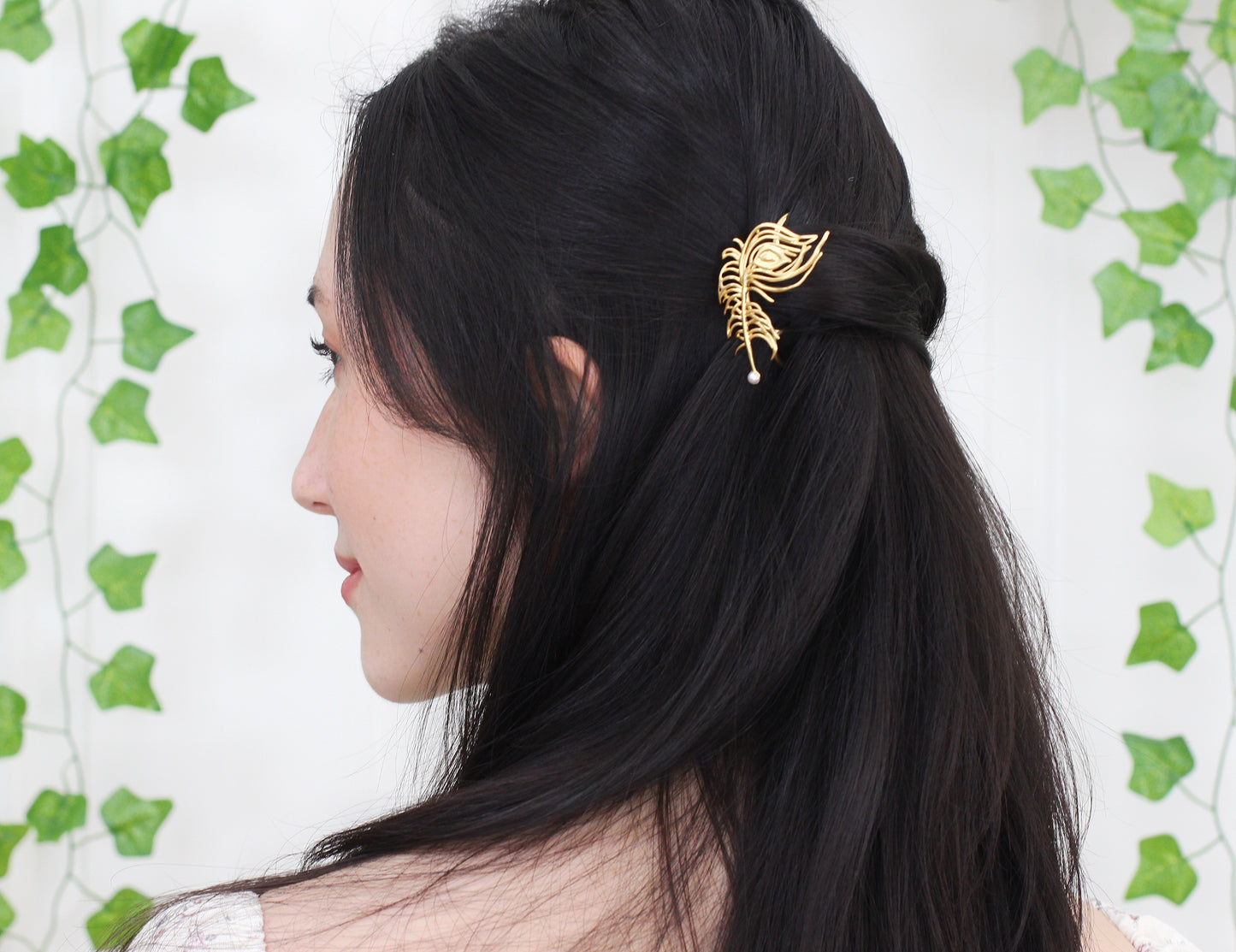 Peacock Feather Hair Prong