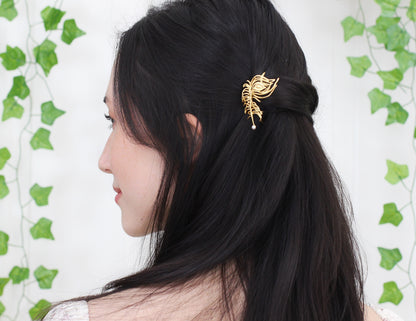 Peacock Feather Hair Prong