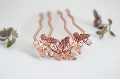 Butterfly Field with Pearls Hair Pin